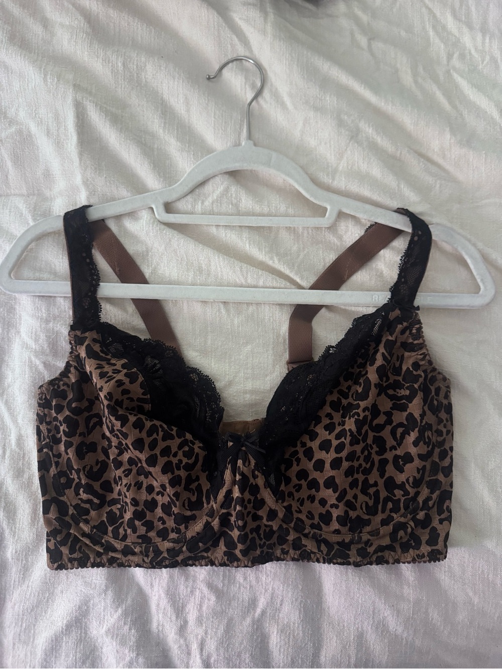 Primadonna 36G Leopard-Print Longline Bralette in Brown and Black
